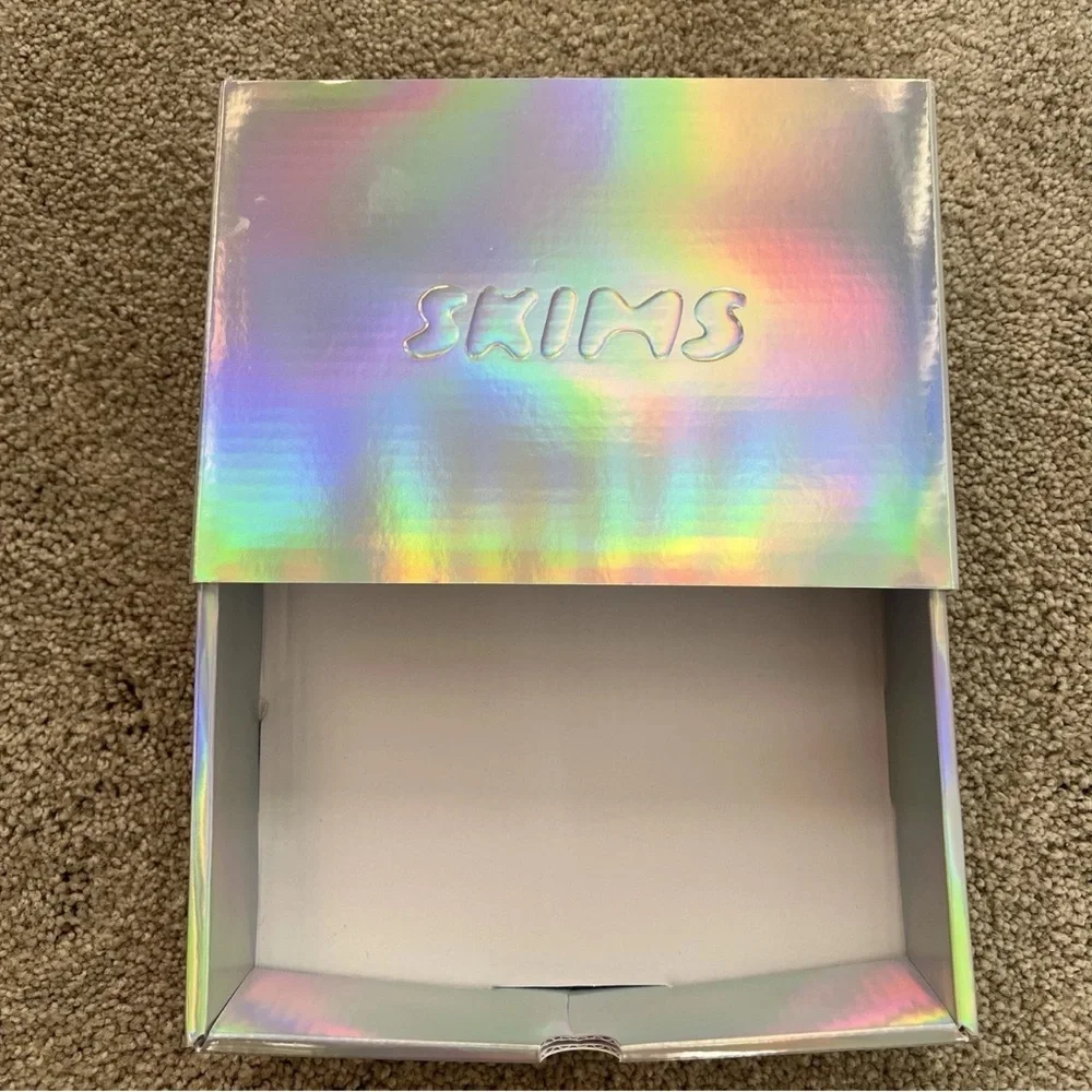 SKIMS Silver Iridescent Square Gift Storage Box Reusable Organizer luxe Jewelry